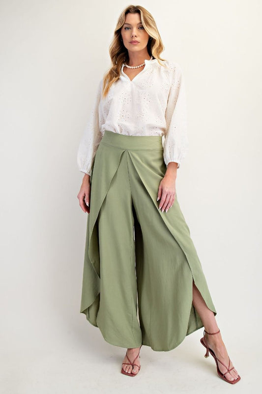 Final Sale - Poly Linen Tulip Long Pants