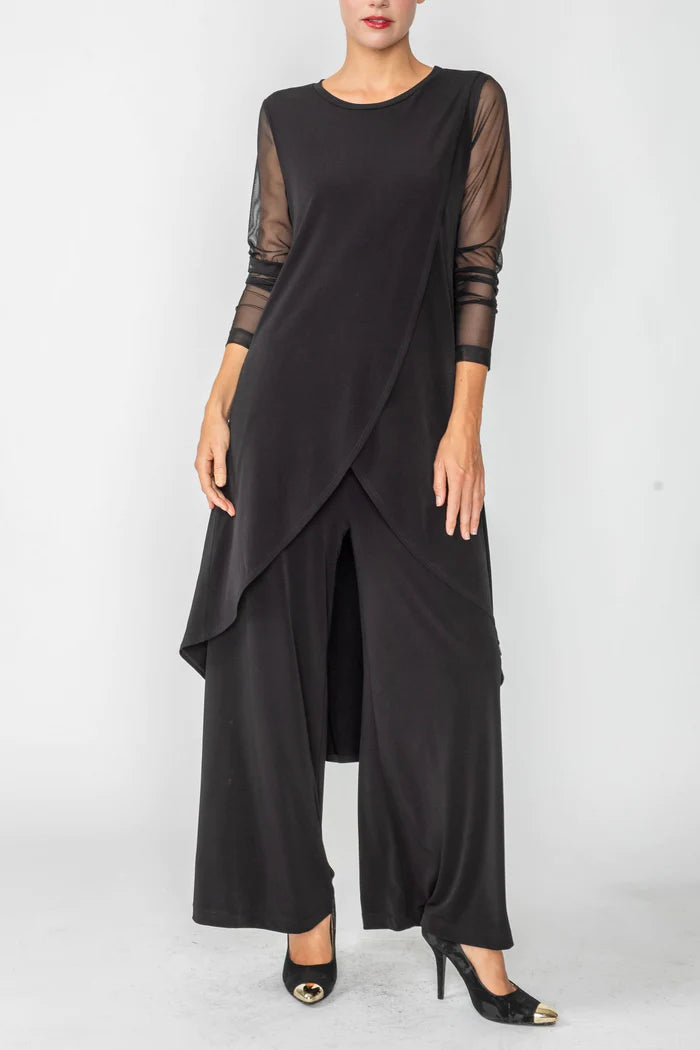 Final Sale - Front overlap see through sleeve top