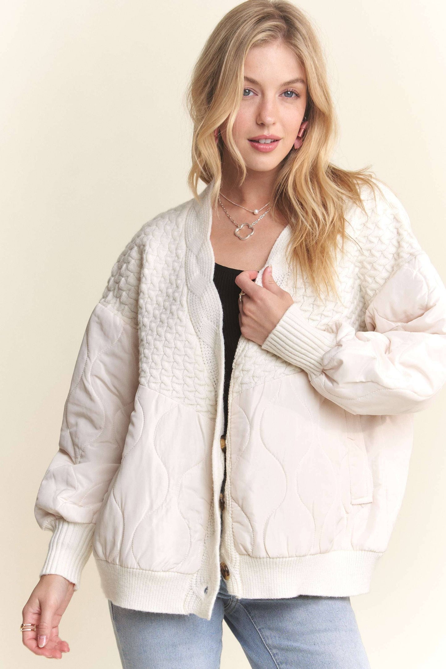 Final Sale - Button Down Quilted Cardigan