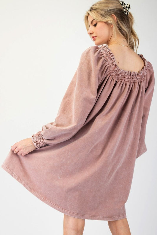 Final Sale - Mineral Wash Terry Knit Dress