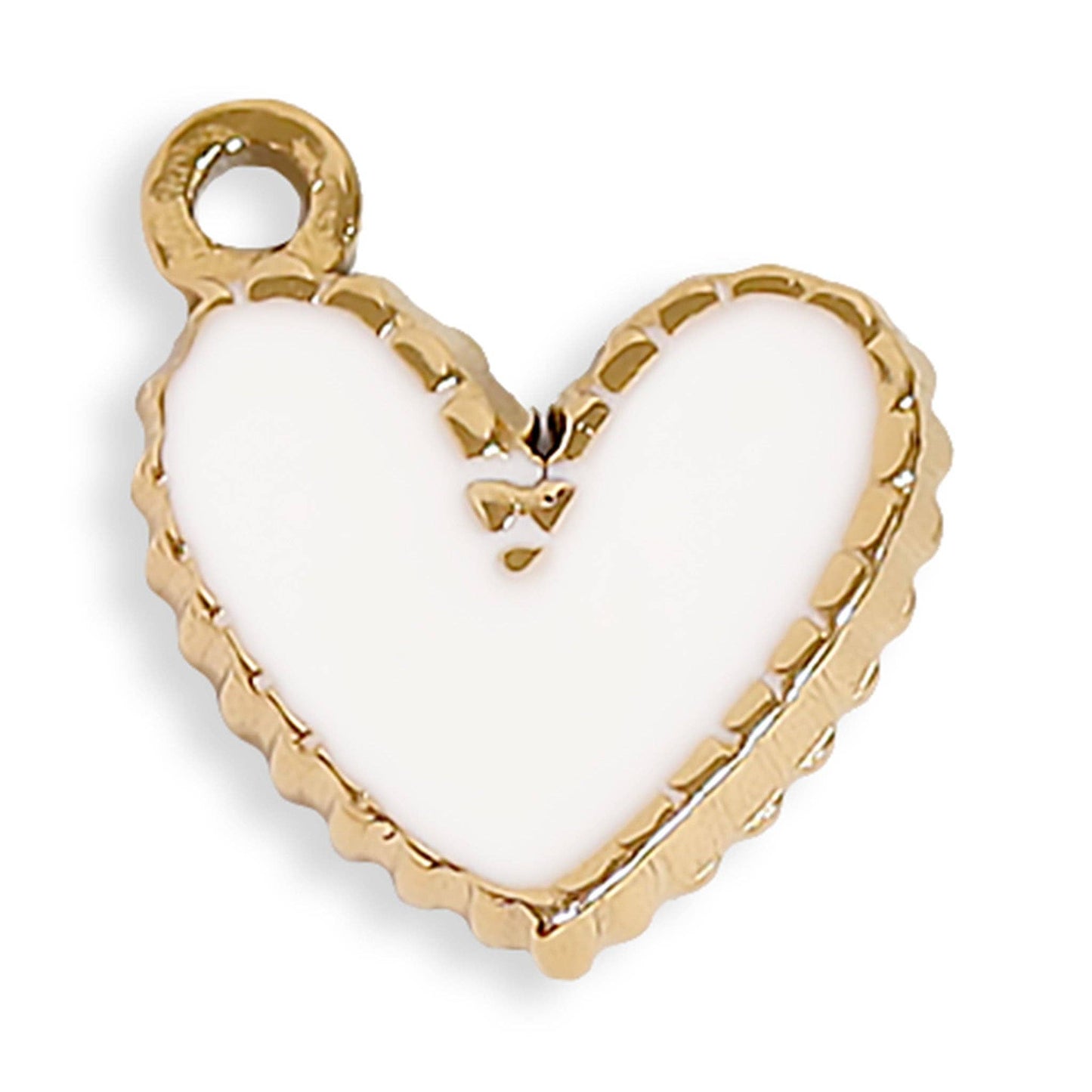 18K Gold PVD Stainless Steel Epoxy Heart Charm