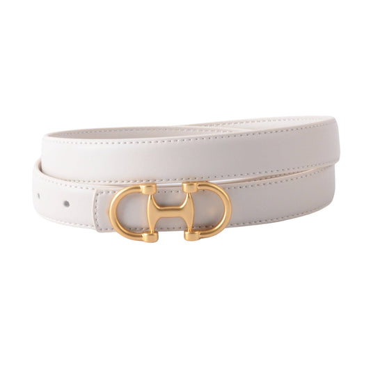 Stitched Leather Belt with Horsebit Buckle｜Equestrian Style