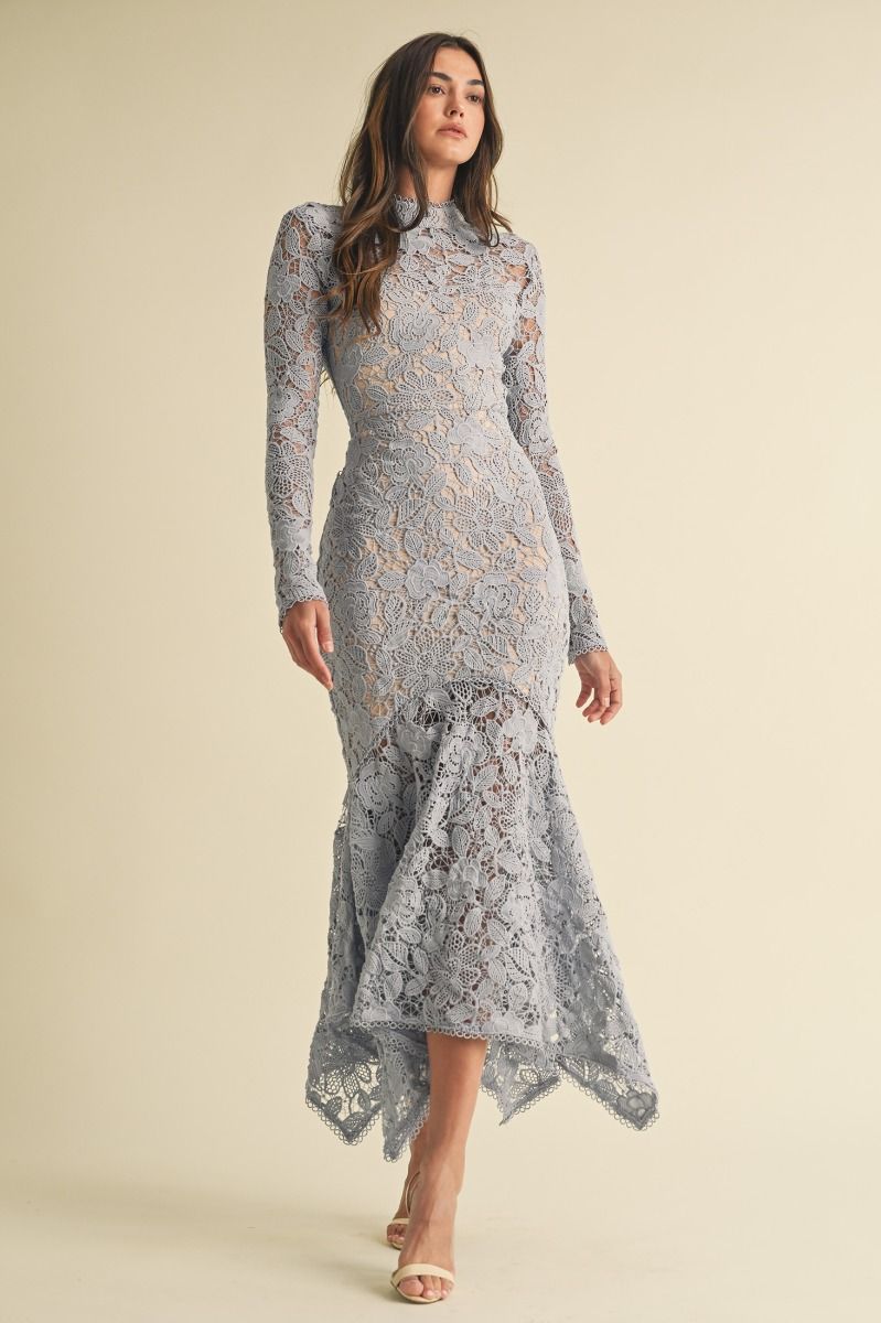 Final Sale - Floral Lace Midi Dress