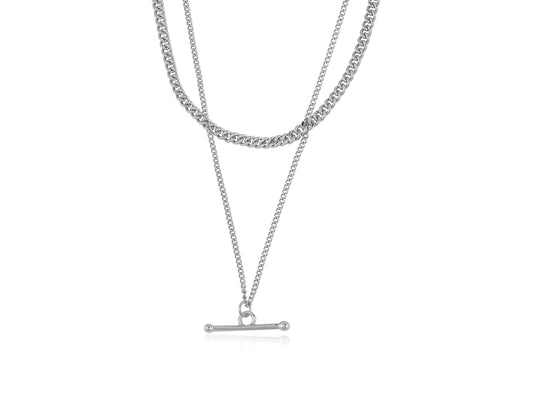 Marina Two Layered Chain Necklace With Bar