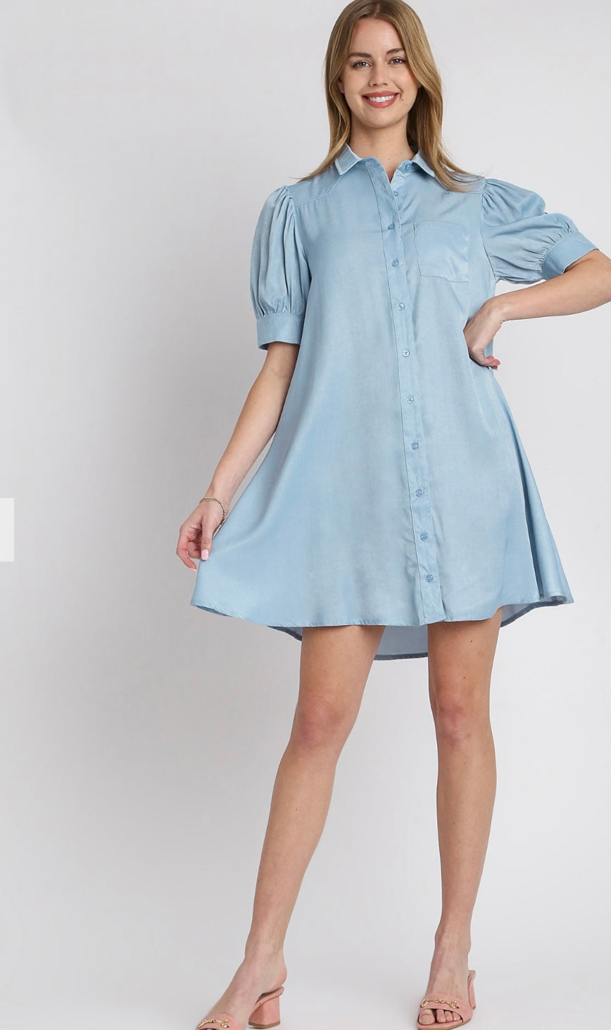 Final Sale - Tencel Collared Button Down Shirt Dress