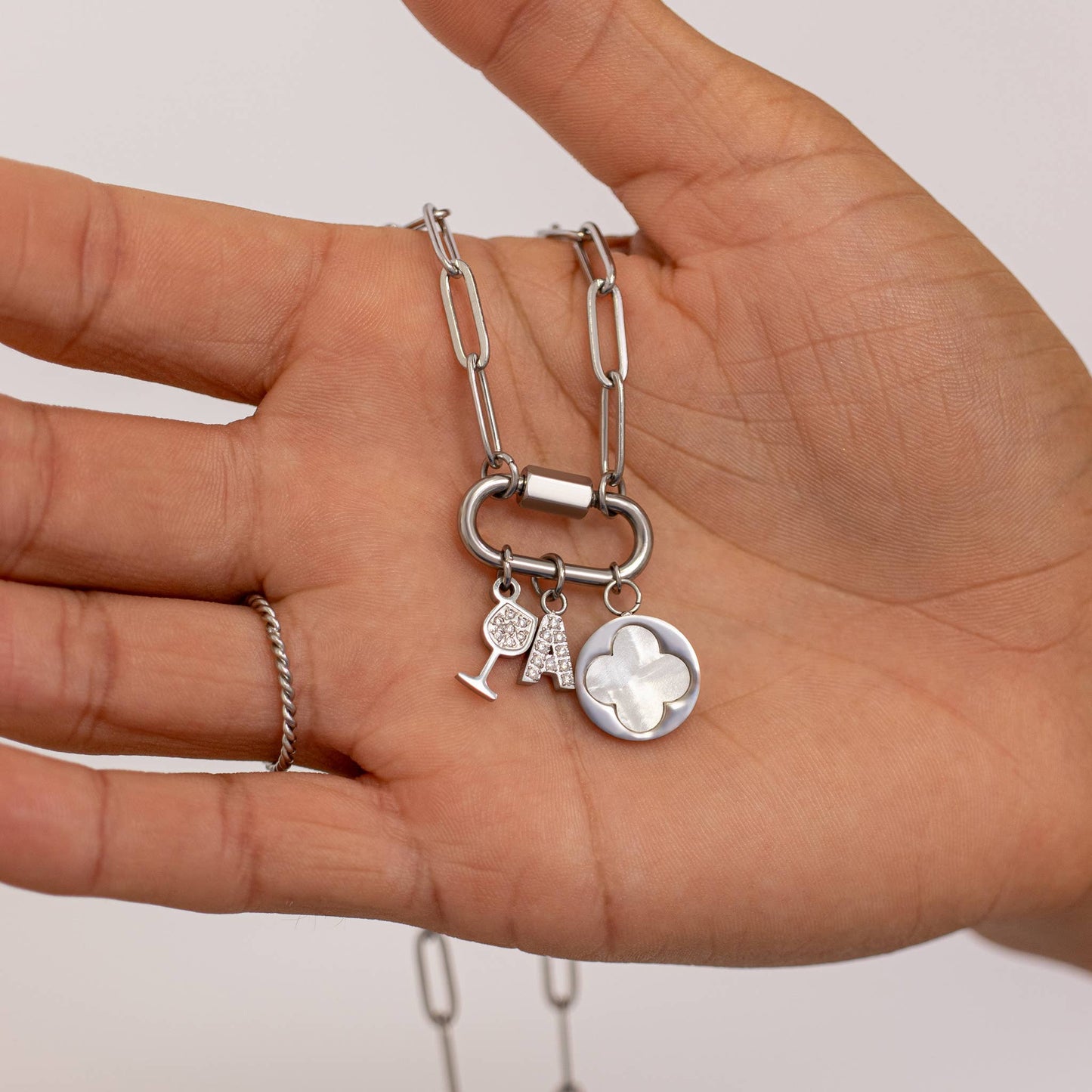 18K Gold PVD Paperclip Carabiner Necklace