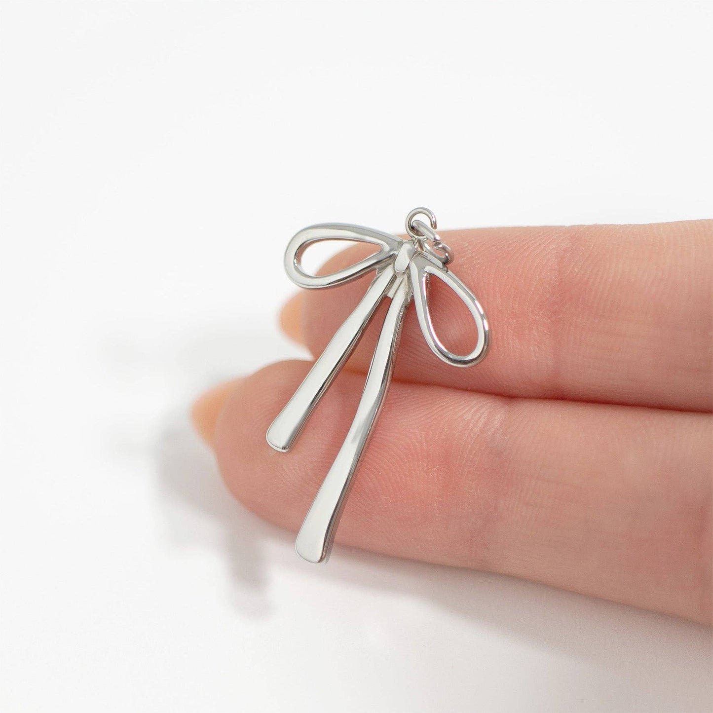 18K Gold PVD Stainless Steel Long Bow Charm