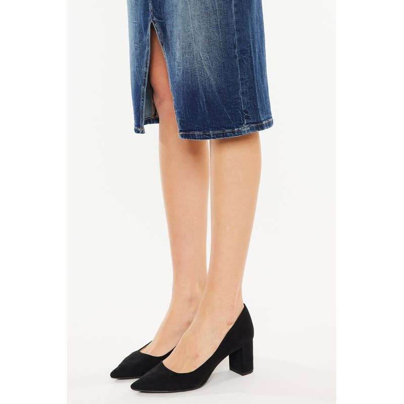 Final Sale - Denim MIDI Skirt High Rise