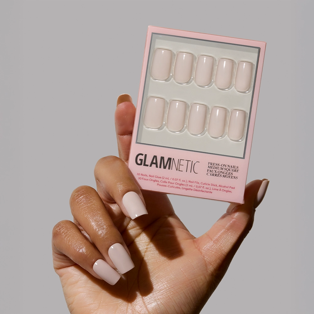 Bare Bliss Press-On Nails | Medium Square Grey Nude Opaque Nails