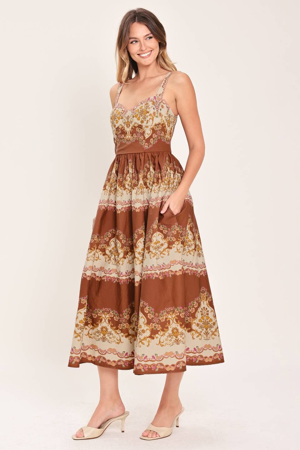 Printed Woven Midi Dress