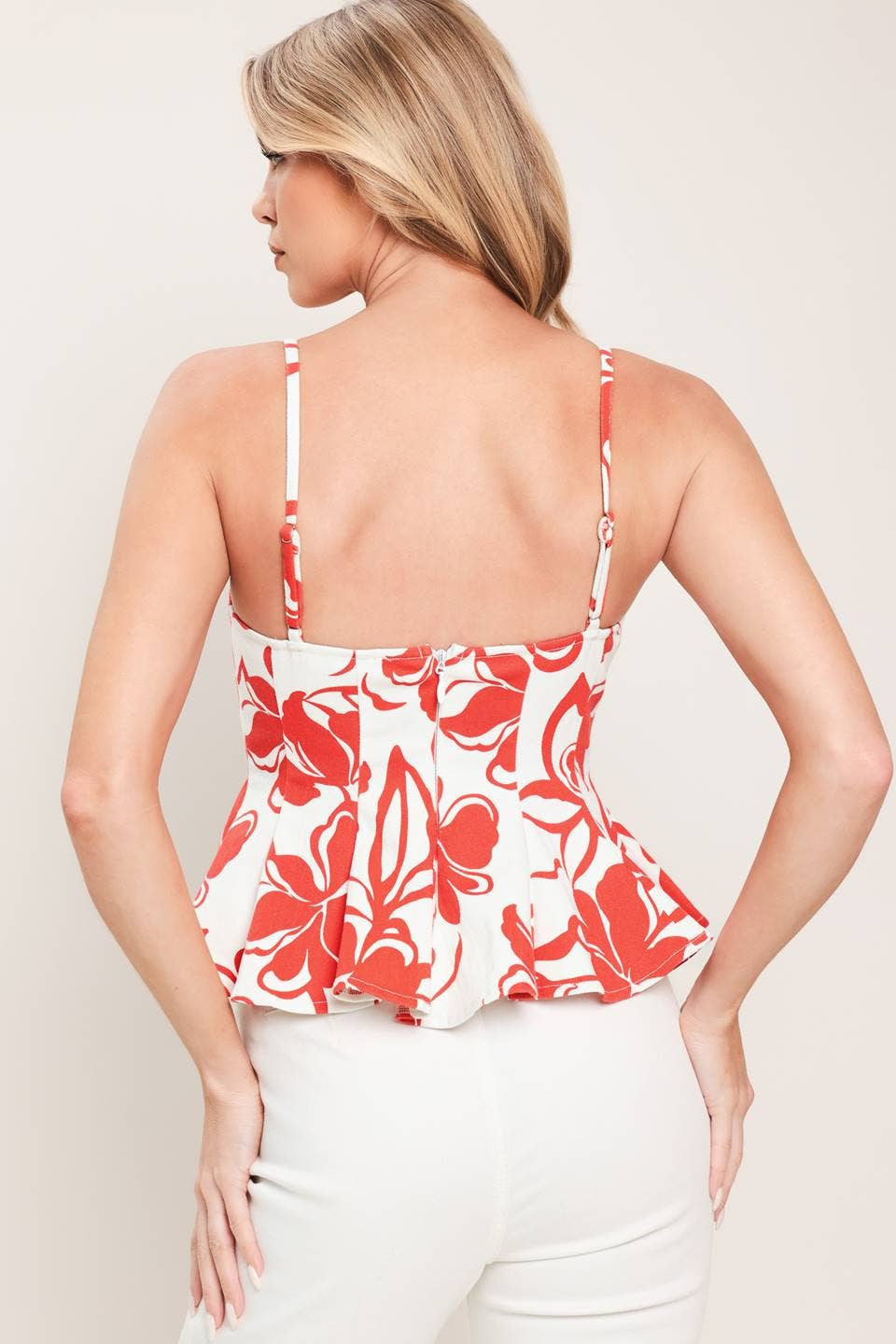 Peplum Zipper Back Top