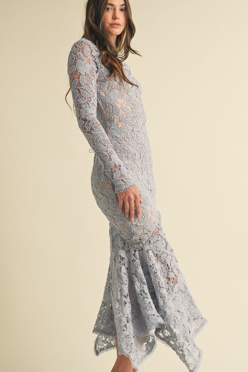 Final Sale - Floral Lace Midi Dress