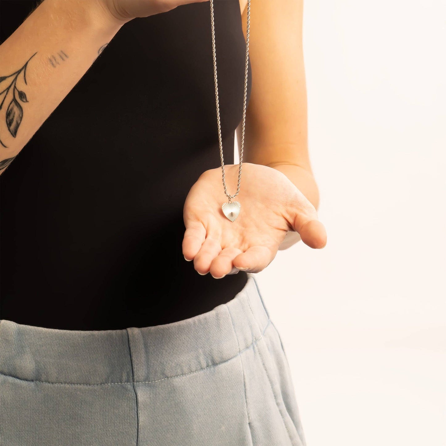 18K Gold PVD Stainless Steel Sunburst Heart Charm