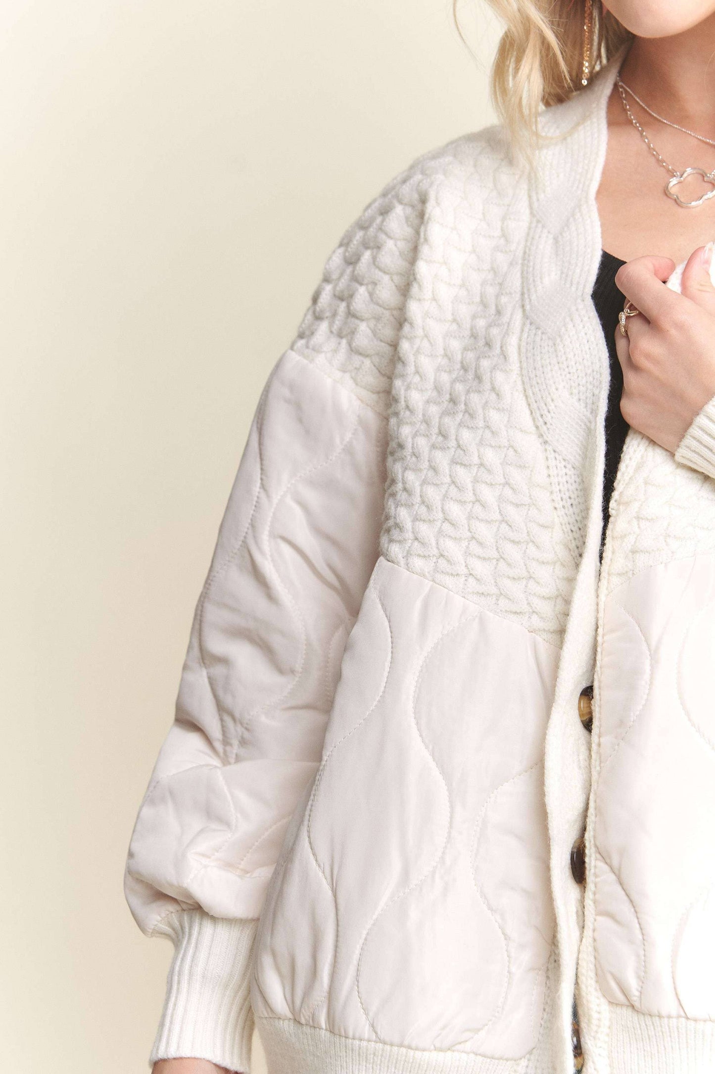 Final Sale - Button Down Quilted Cardigan