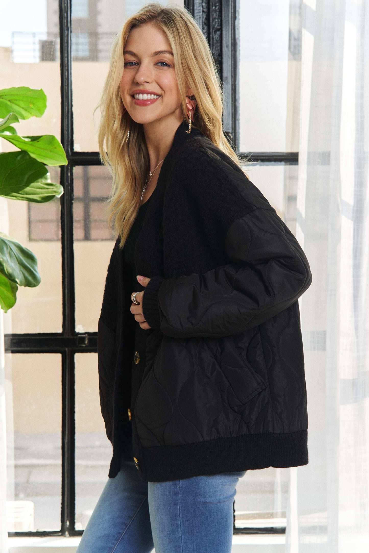 Final Sale - Button Down Quilted Cardigan