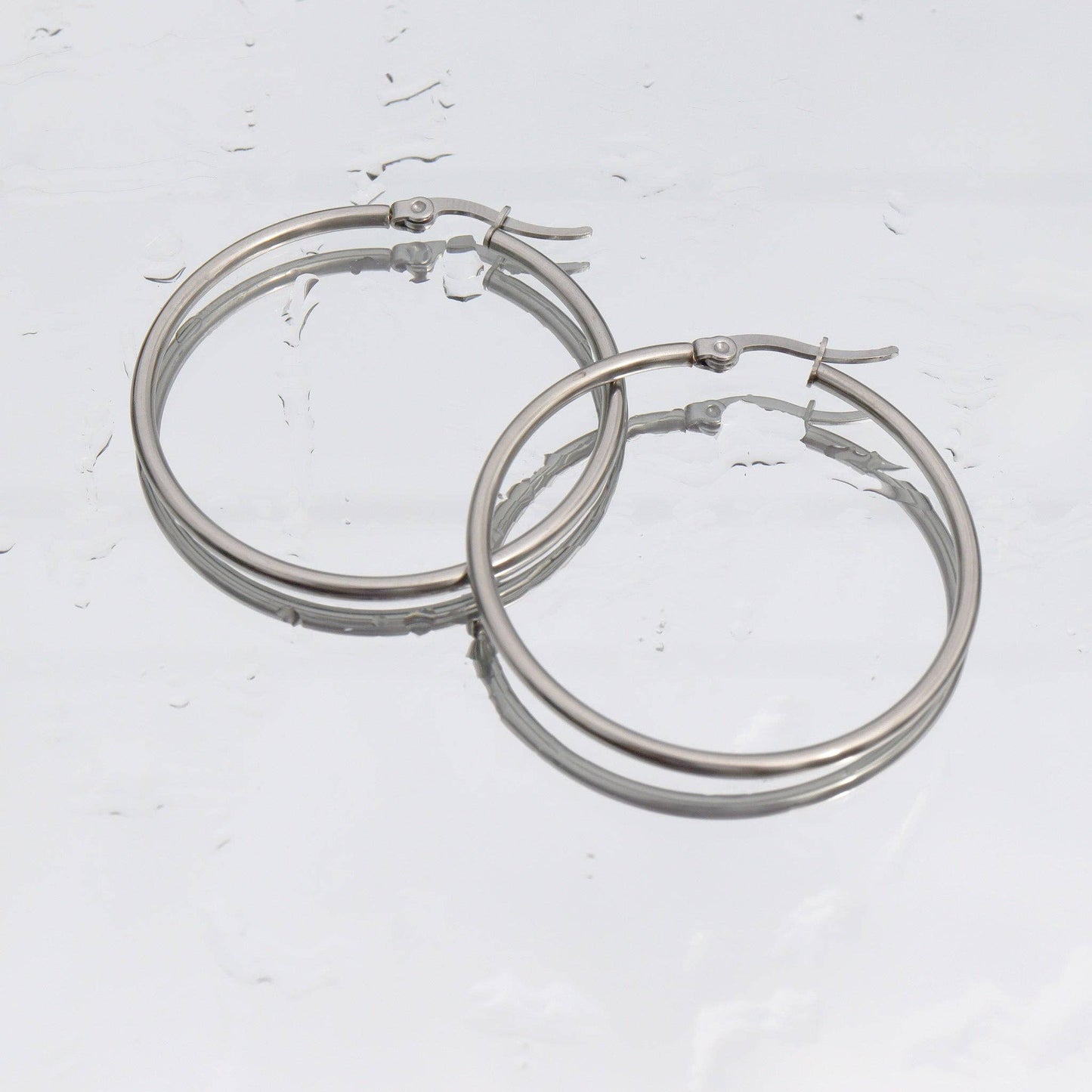 18K Gold PVD Stainless Steel Round Tube Hoop Earrings