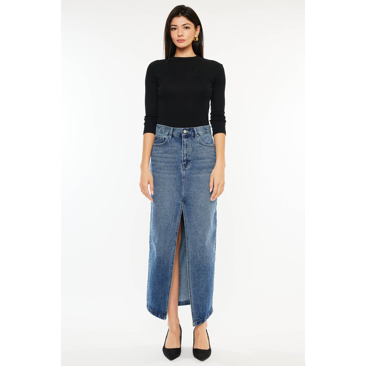 Final Sale - Denim MAXI Skirt Medium Wash