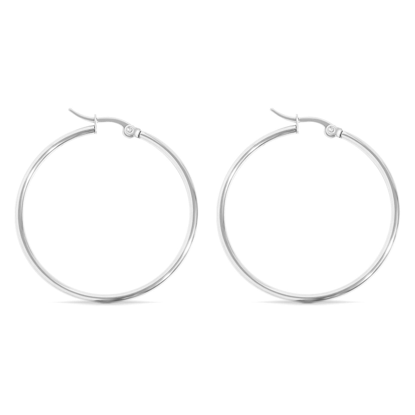 18K Gold PVD Stainless Steel Round Tube Hoop Earrings