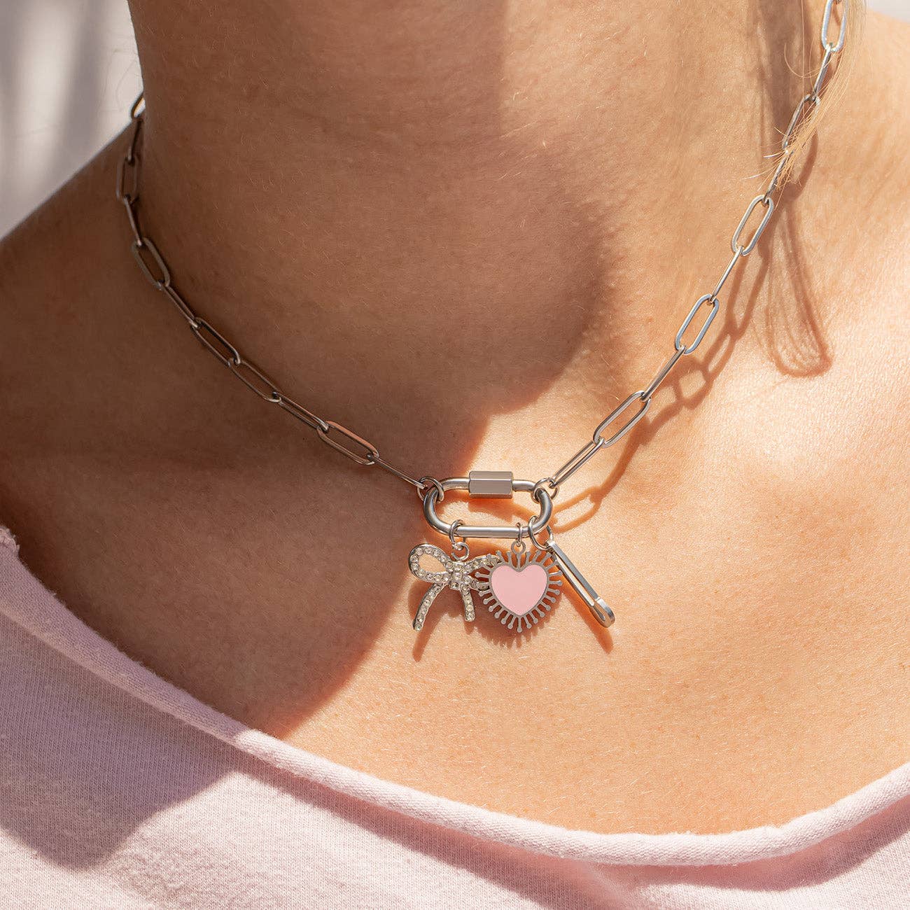18K Gold PVD Paperclip Carabiner Necklace – Claiborne's Closet on