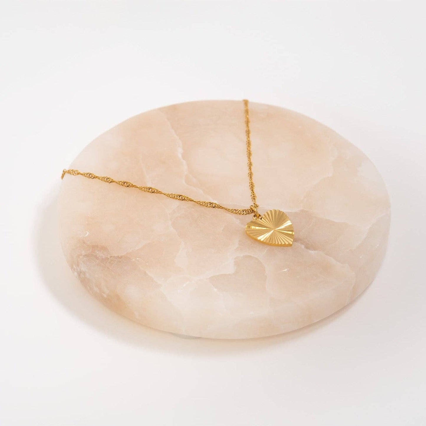 18K Gold PVD Stainless Steel Sunburst Heart Charm