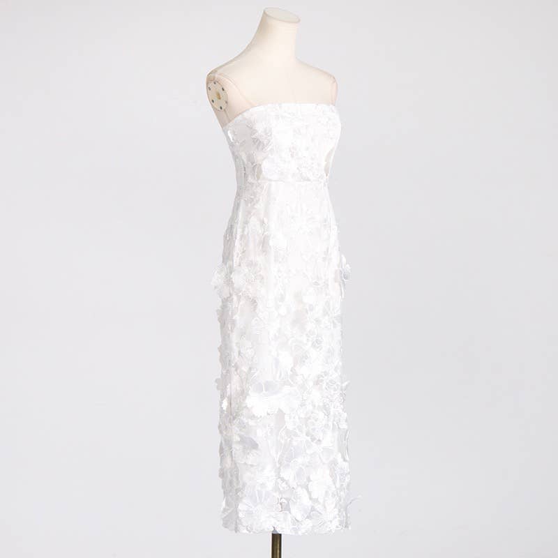 Floral Embroidered Slim Tube Dress