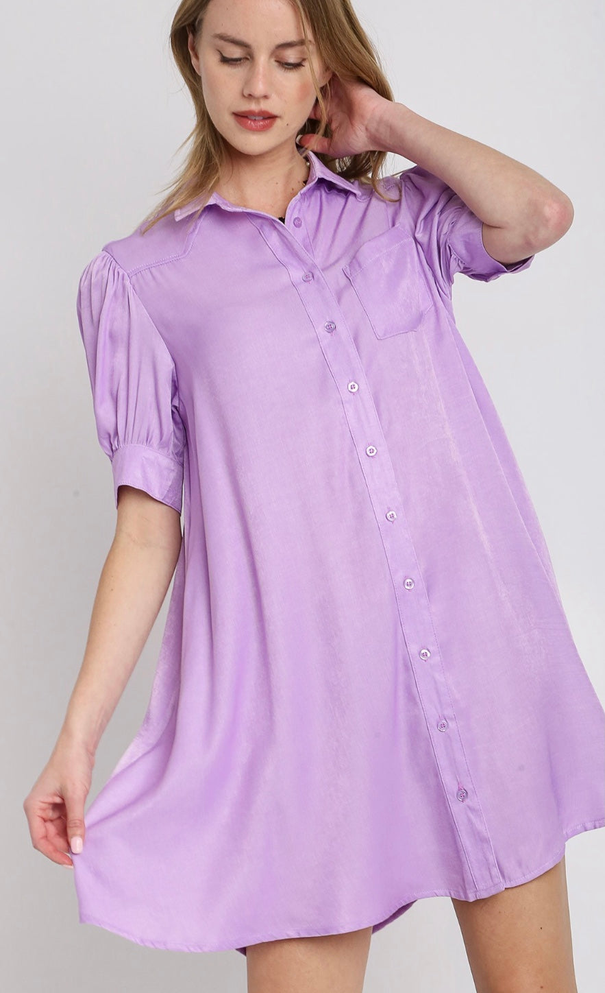 Final Sale - Tencel Collared Button Down Shirt Dress