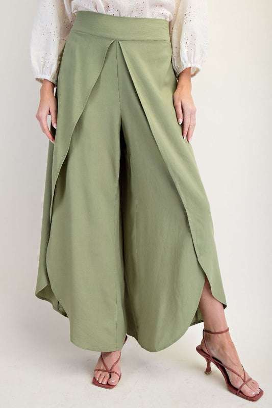 Final Sale - Poly Linen Tulip Long Pants