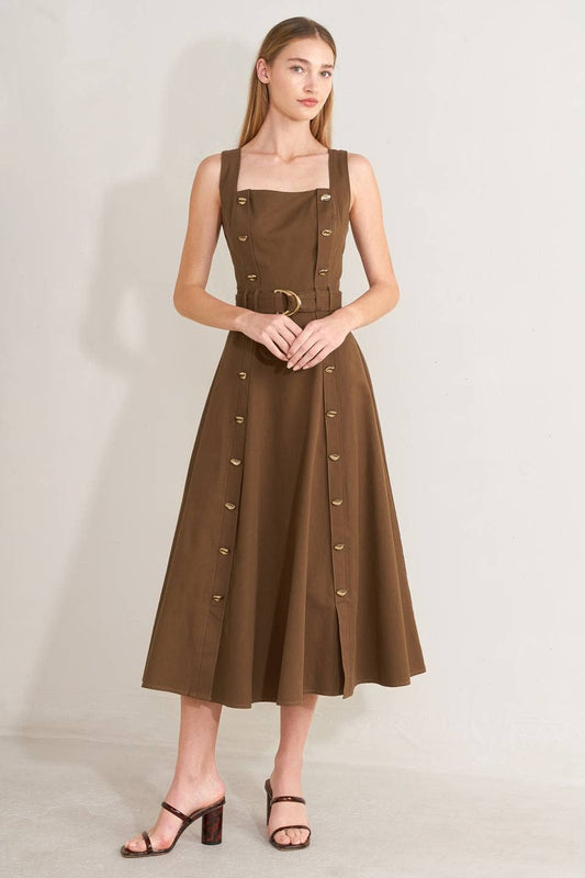 Belted Front Detail Midi Dress