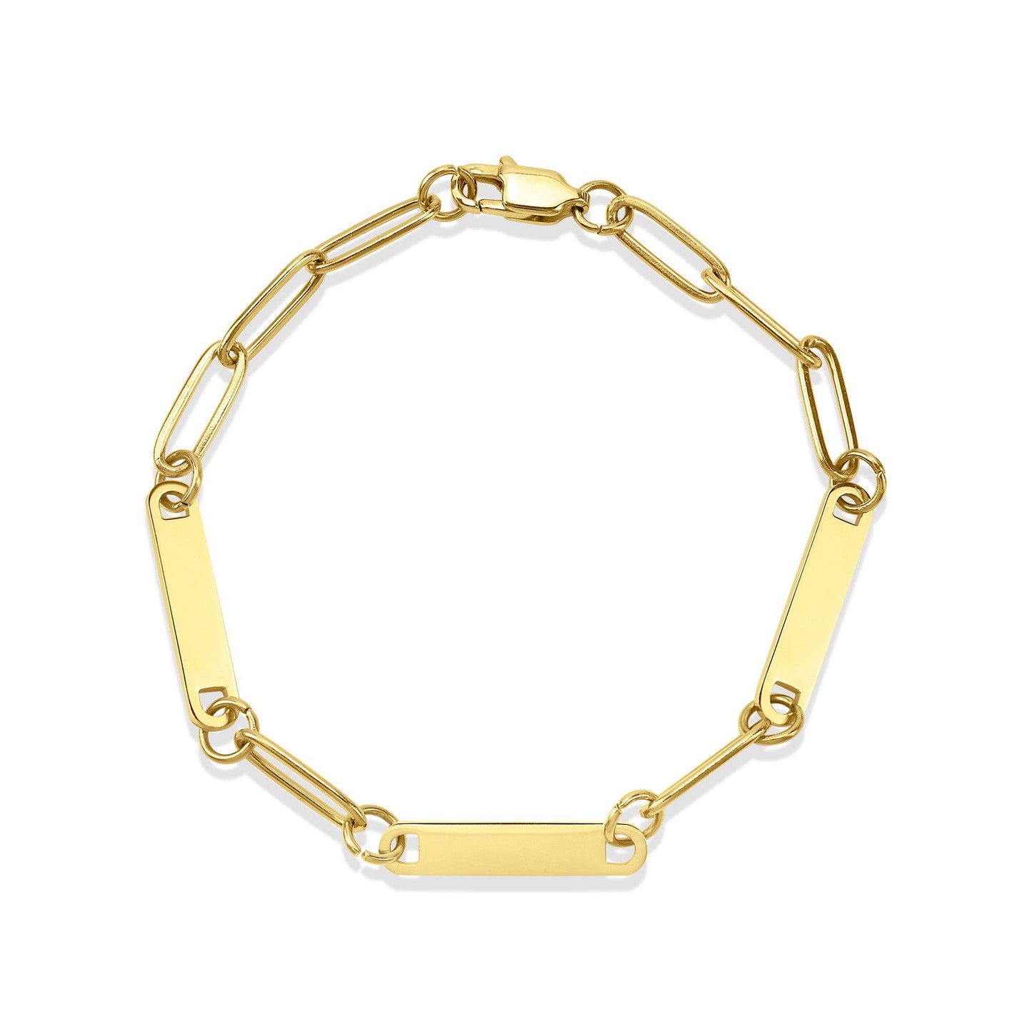 Stainless Steel Engravable Paperclip 3 Bar Bracelet