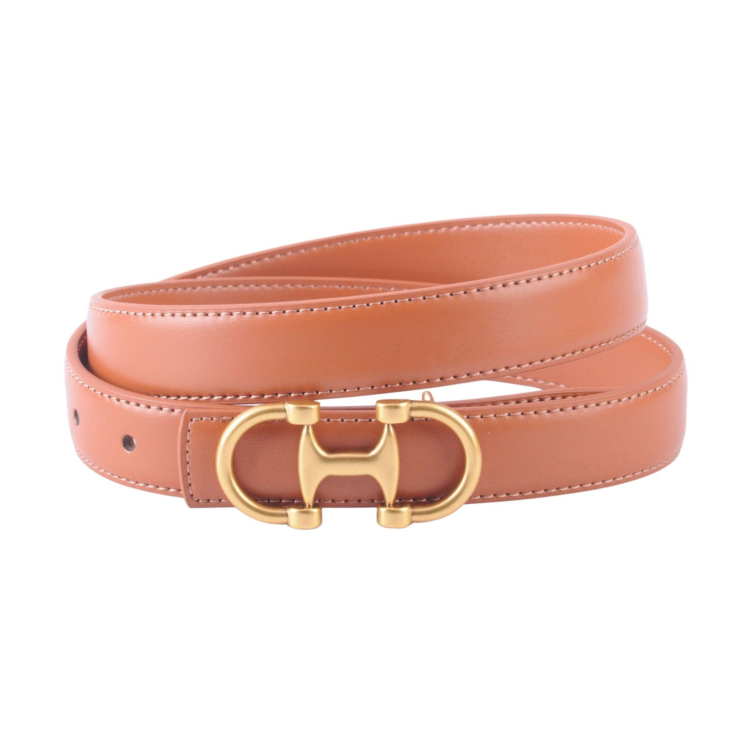Stitched Leather Belt with Horsebit Buckle｜Equestrian Style