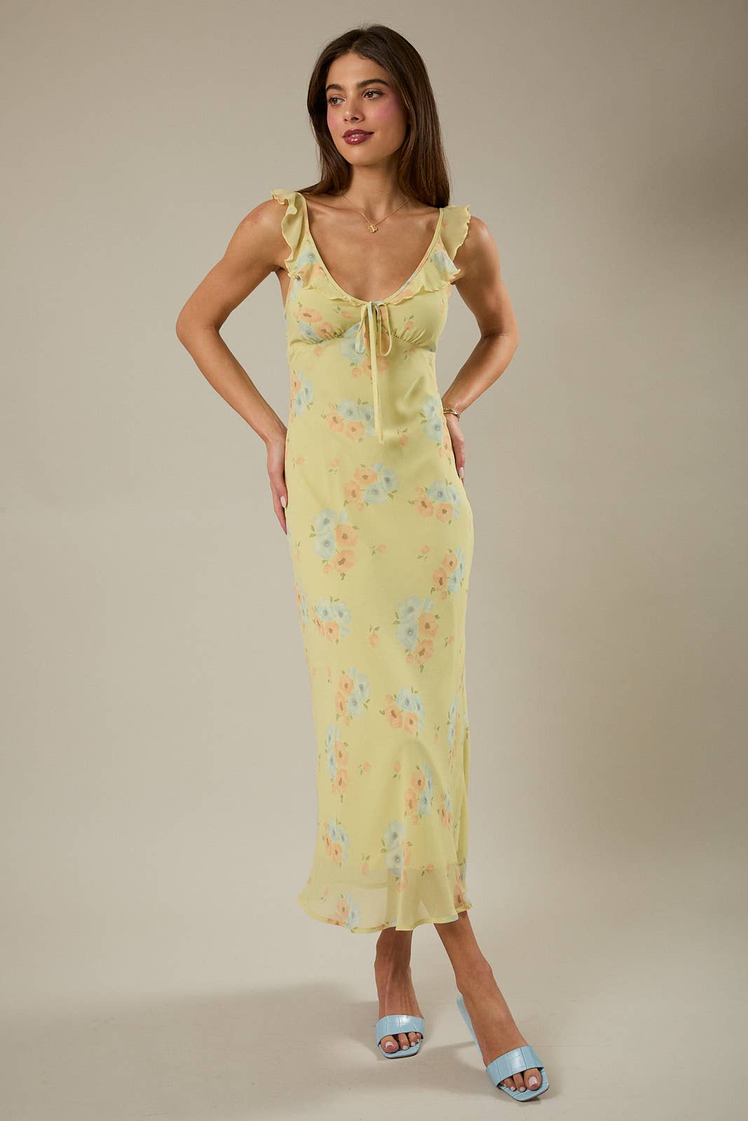 Sweetheart Neck Sleeveless Floral Print Maxi Dress