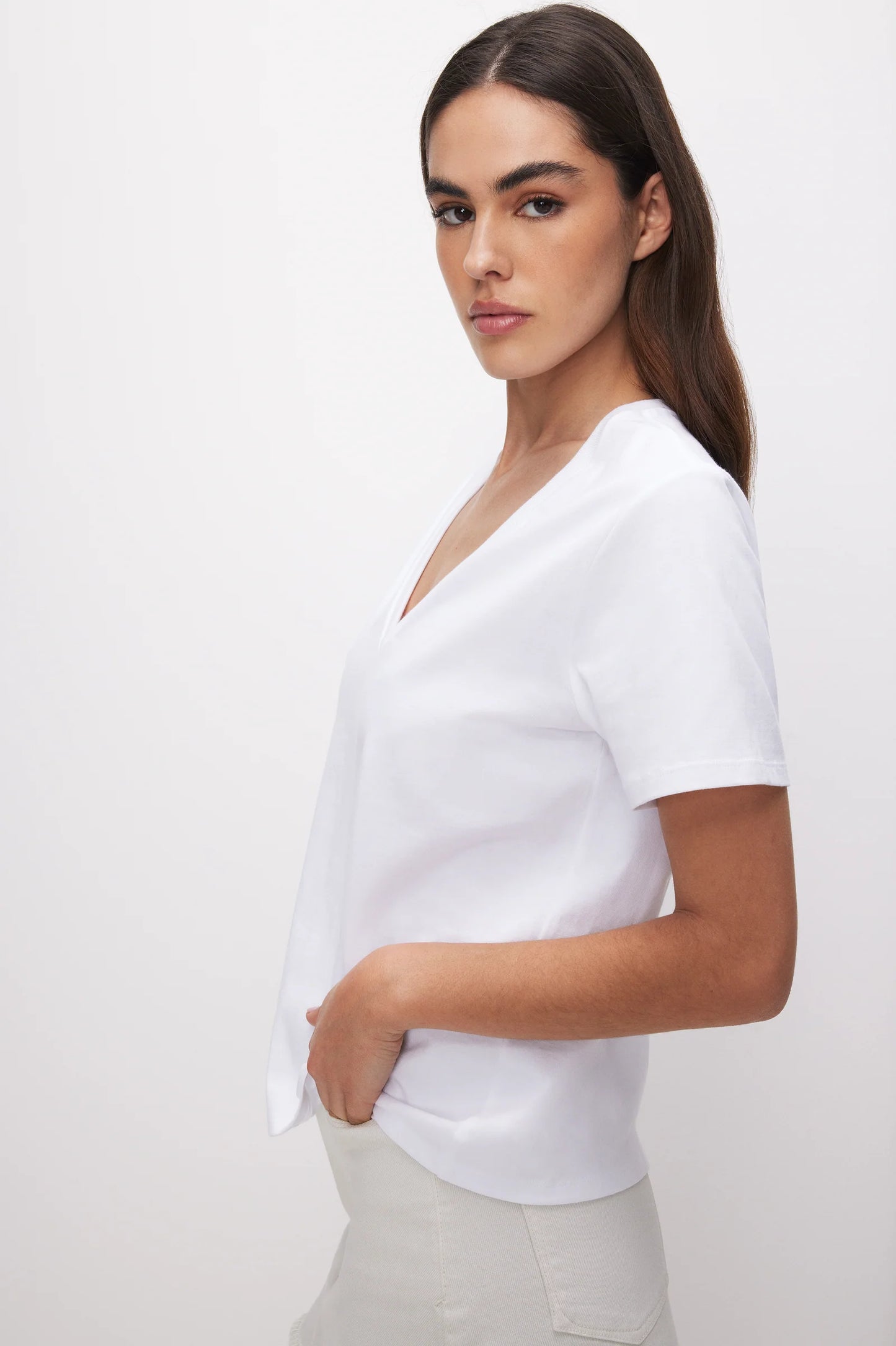 Cotton Classic V Neck Tee