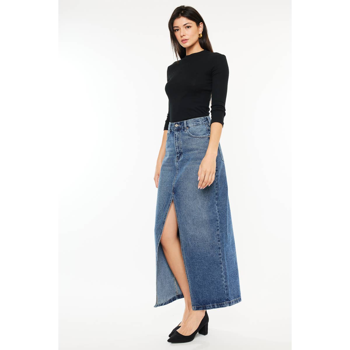 Final Sale - Denim MAXI Skirt Medium Wash