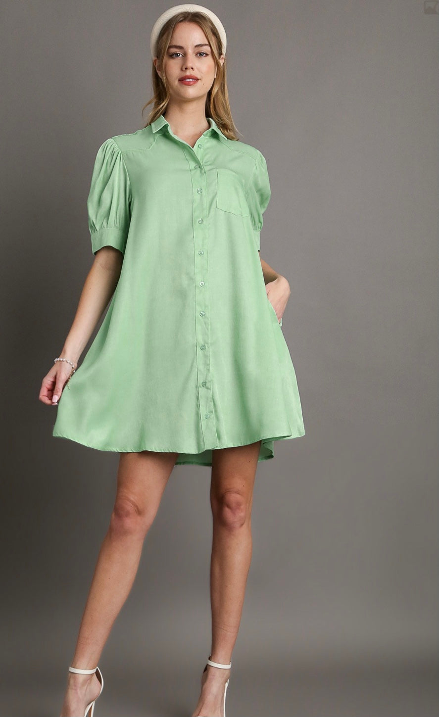 Final Sale - Tencel Collared Button Down Shirt Dress
