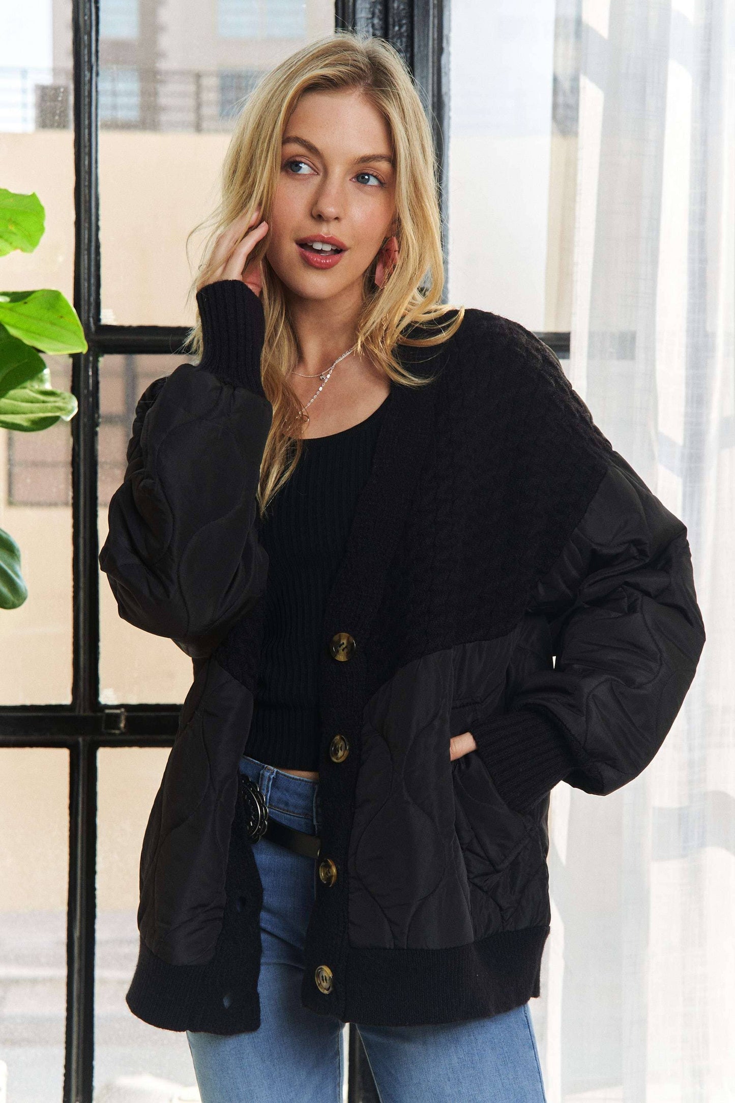 Final Sale - Button Down Quilted Cardigan