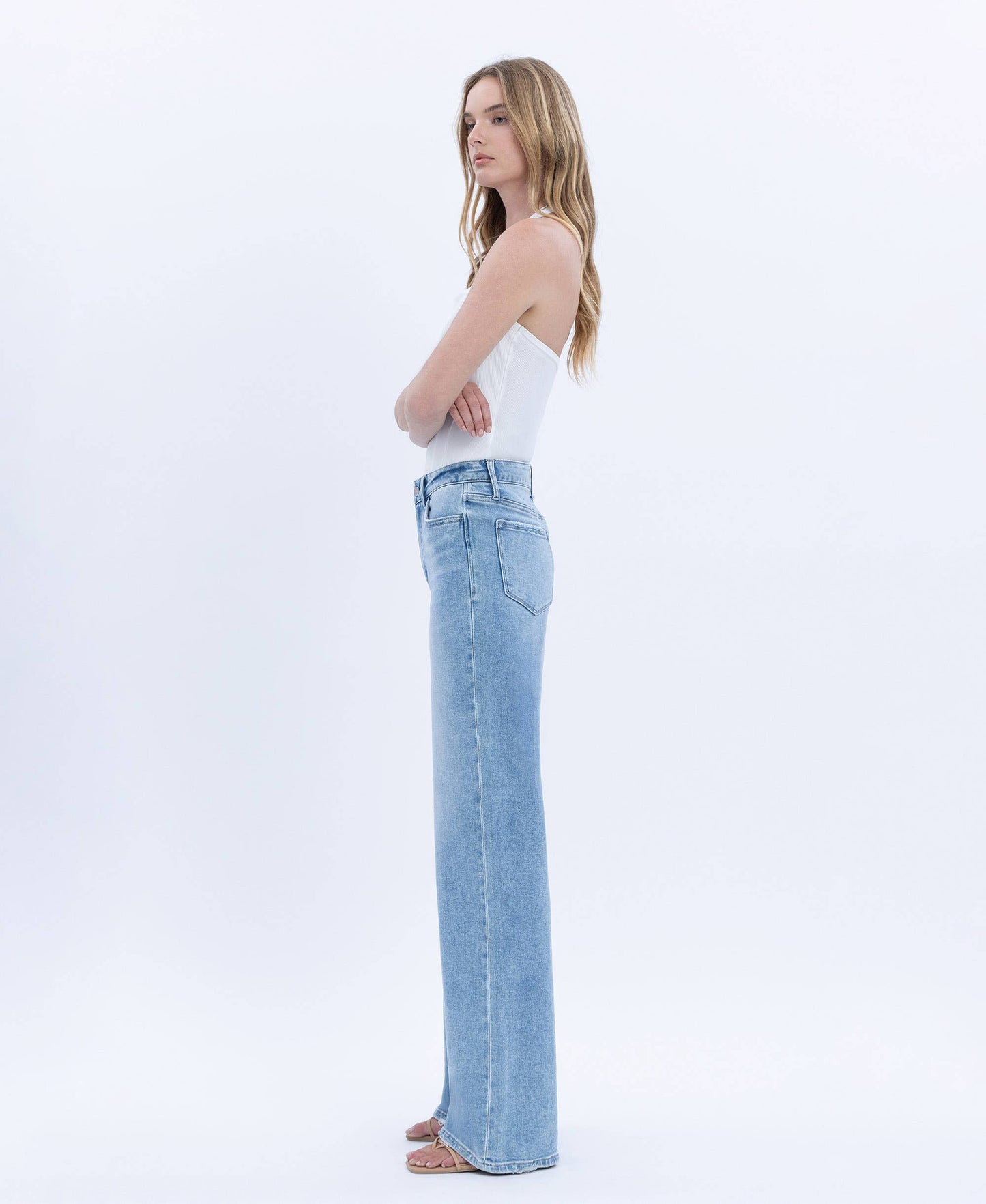 High Rise Full Length Light Wash Jeans