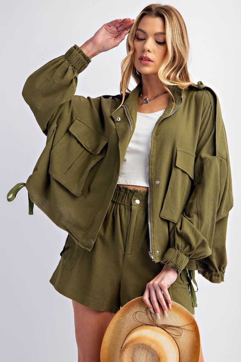 Cotton Gauze Washed Cargo Shorts