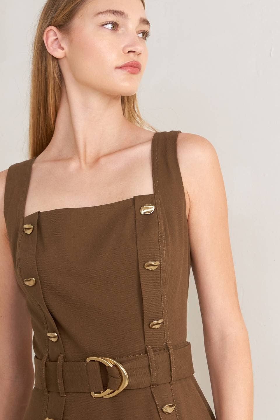 Belted Front Detail Midi Dress