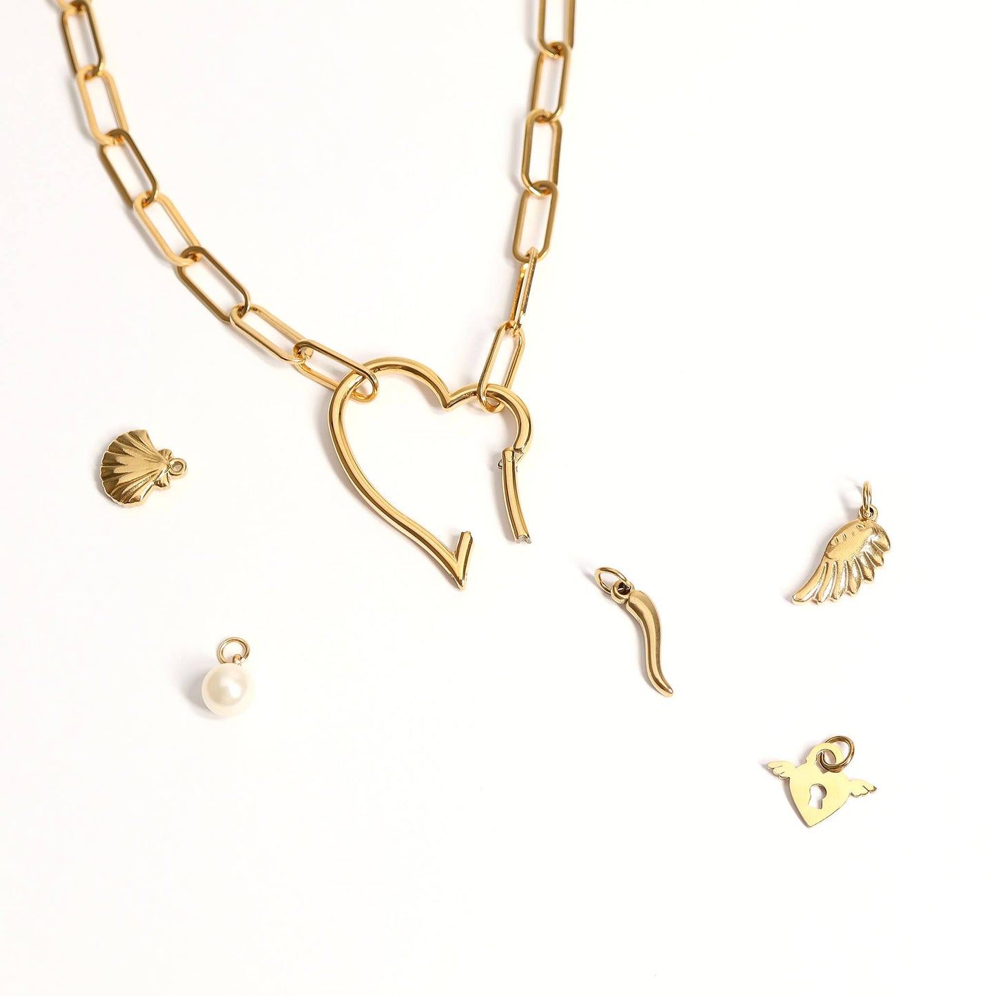 18K Gold PVD Stainless Steel Clam Shell Charm