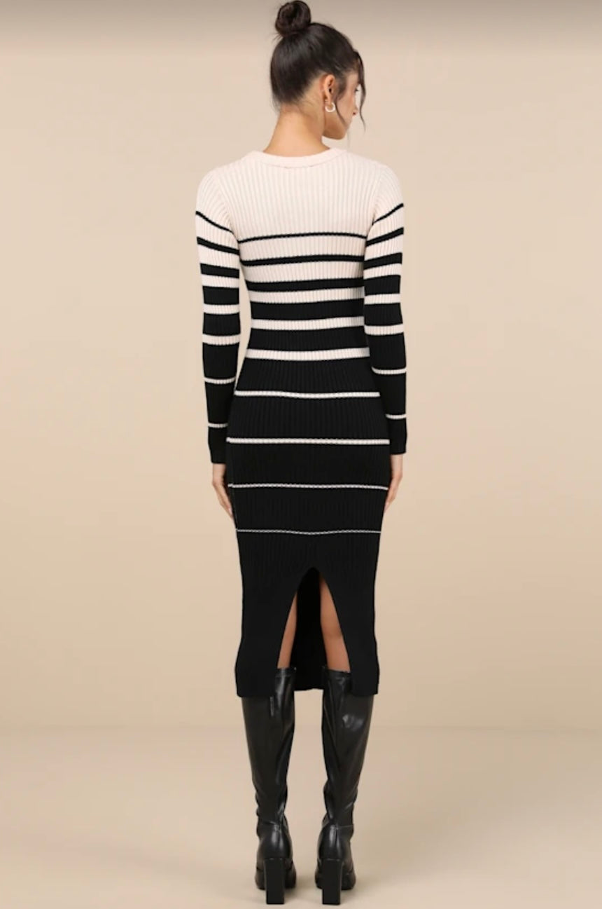 Final Sale - Striped Midi Sweater Dress