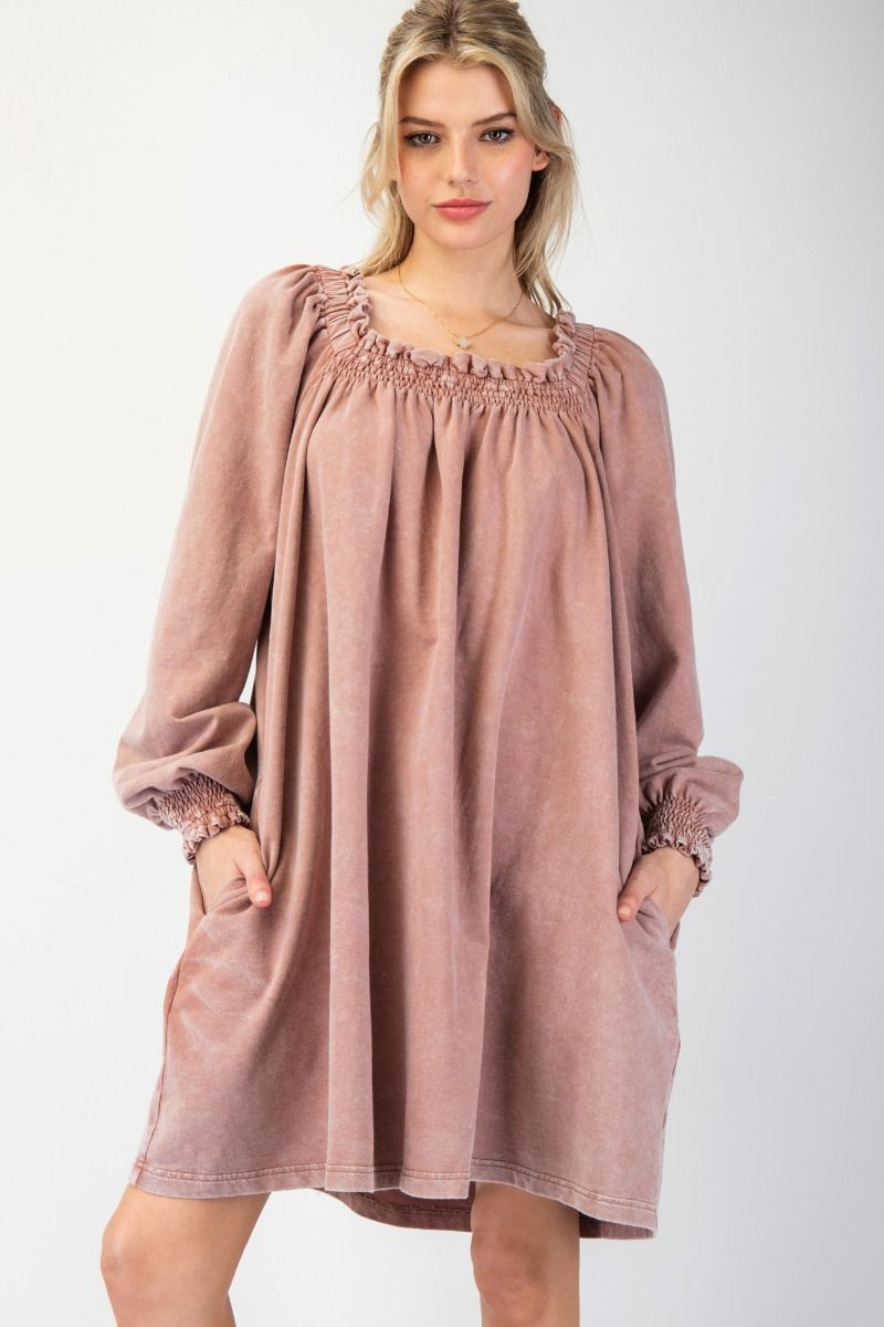 Final Sale - Mineral Wash Terry Knit Dress