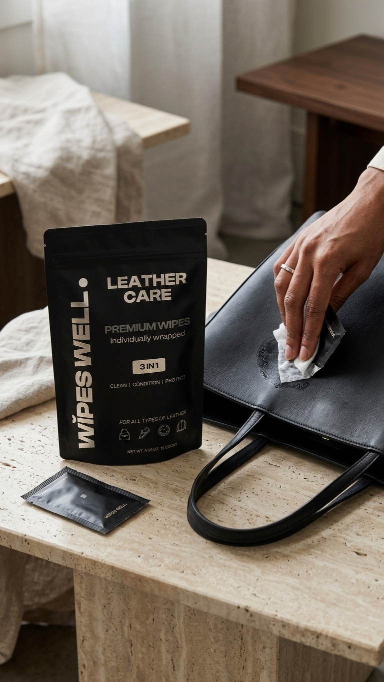 Premium Leather Care Wipes - Individually Wrapped - 12 count