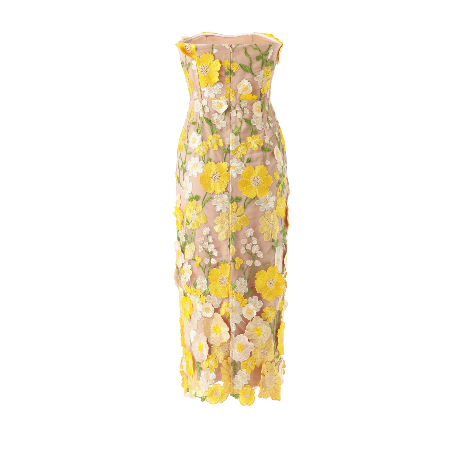 Floral Embroidered Slim Tube Dress