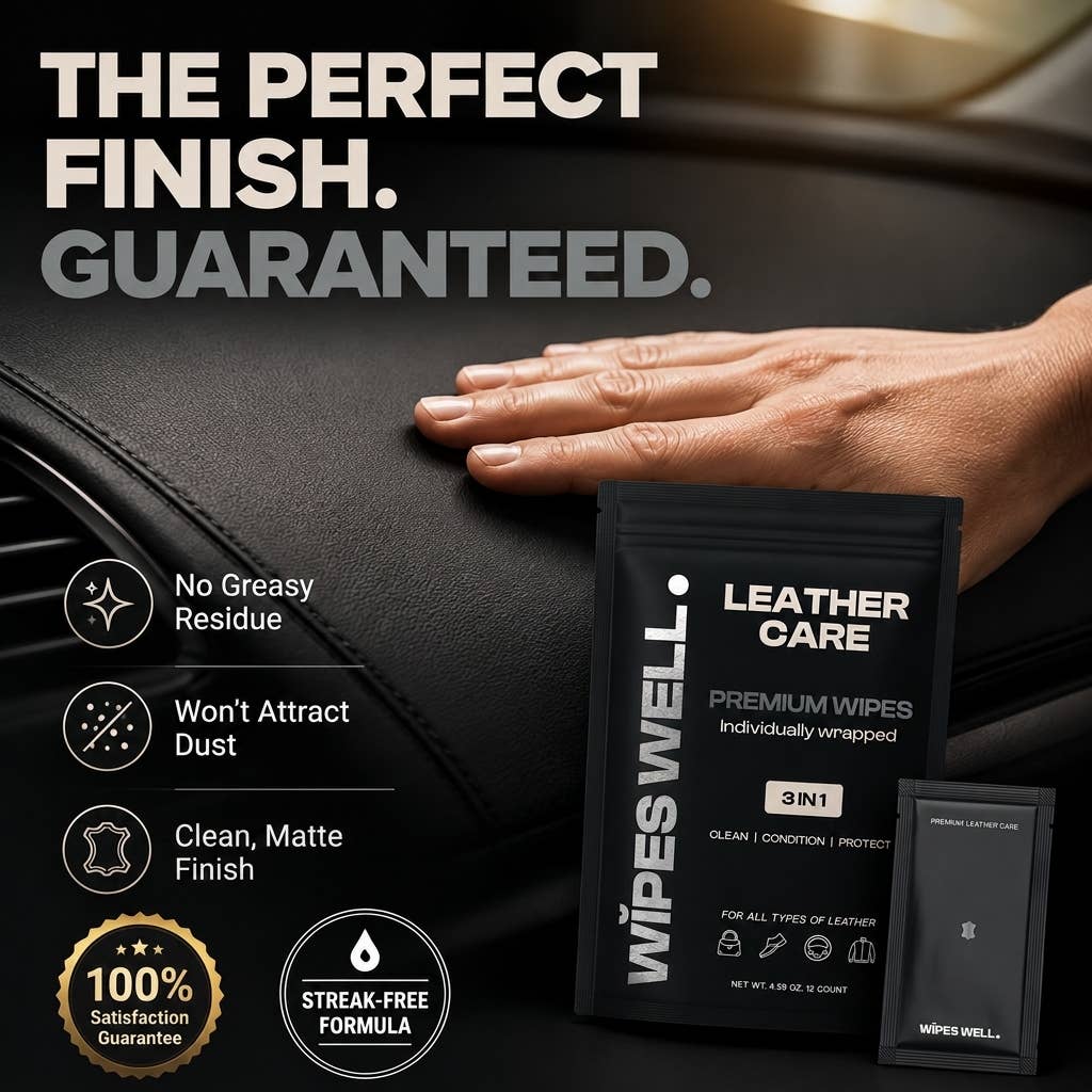 Premium Leather Care Wipes - Individually Wrapped - 12 count