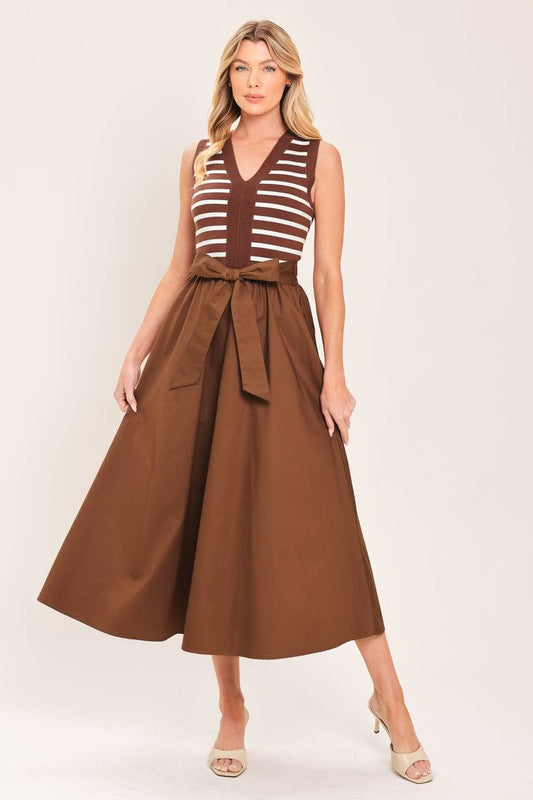 Sweater Combination Midi Dress