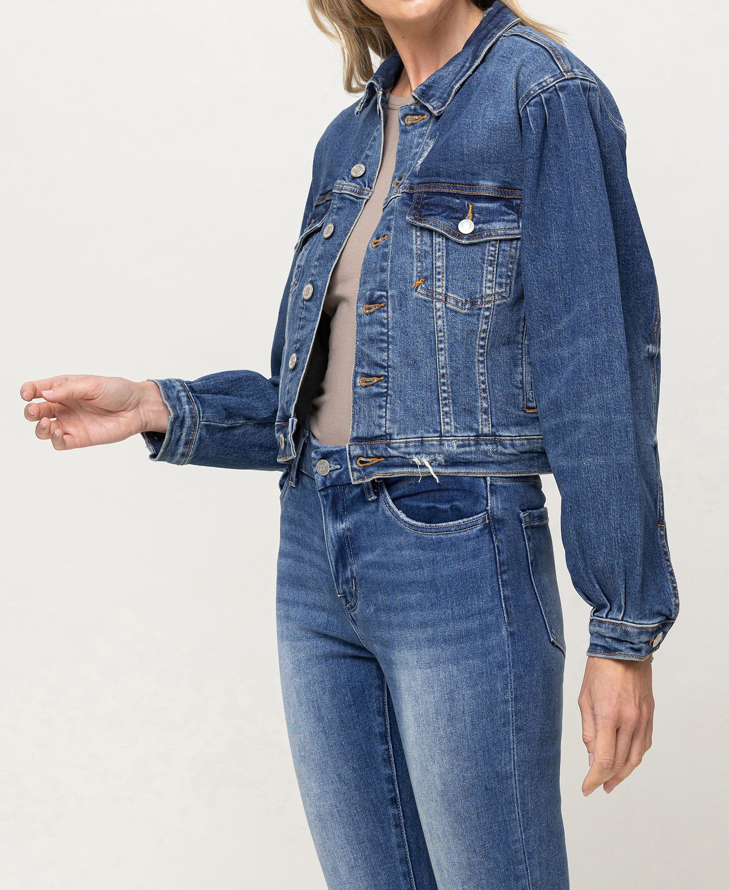 Balloon Sleeve Denim Jacket