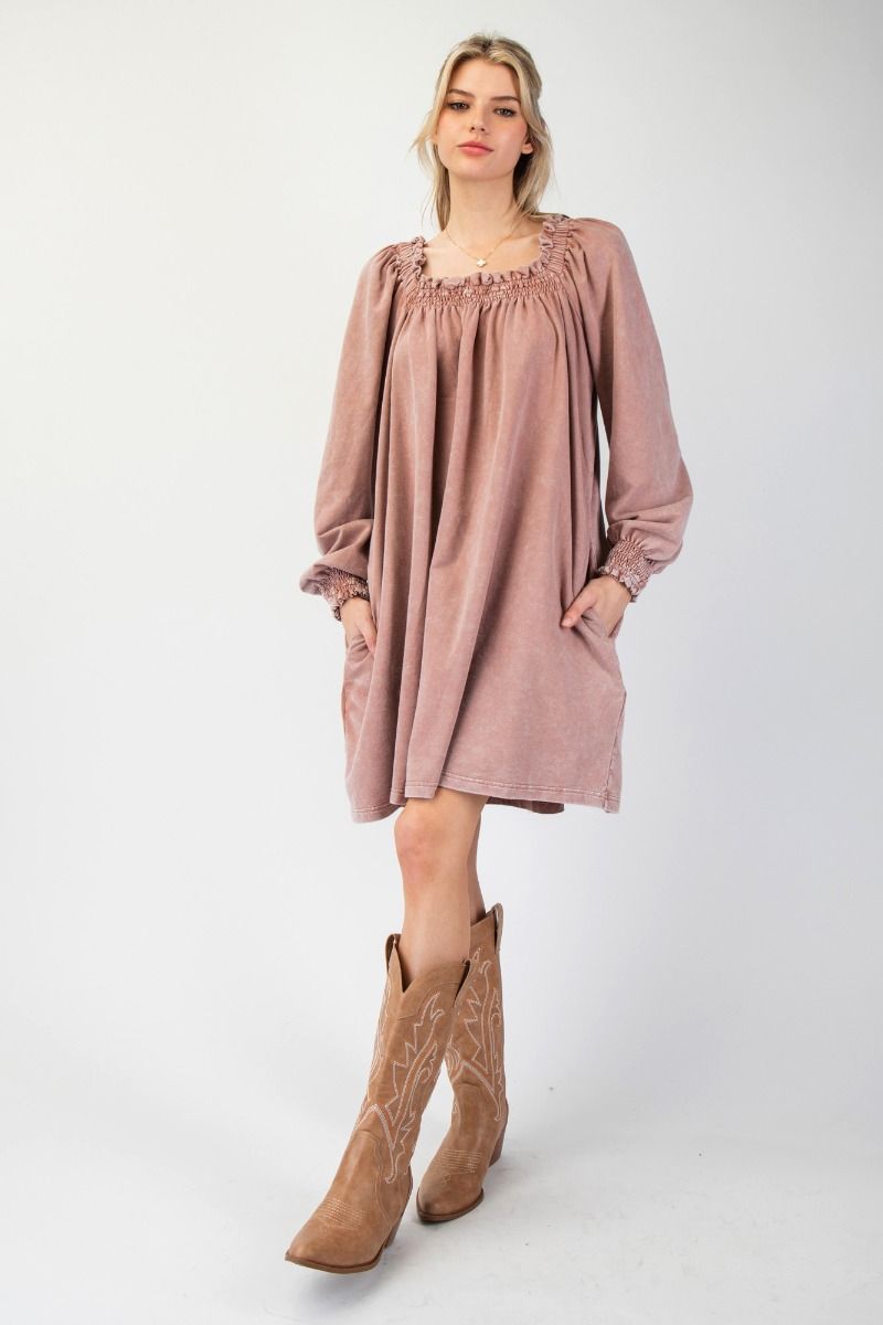 Final Sale - Mineral Wash Terry Knit Dress