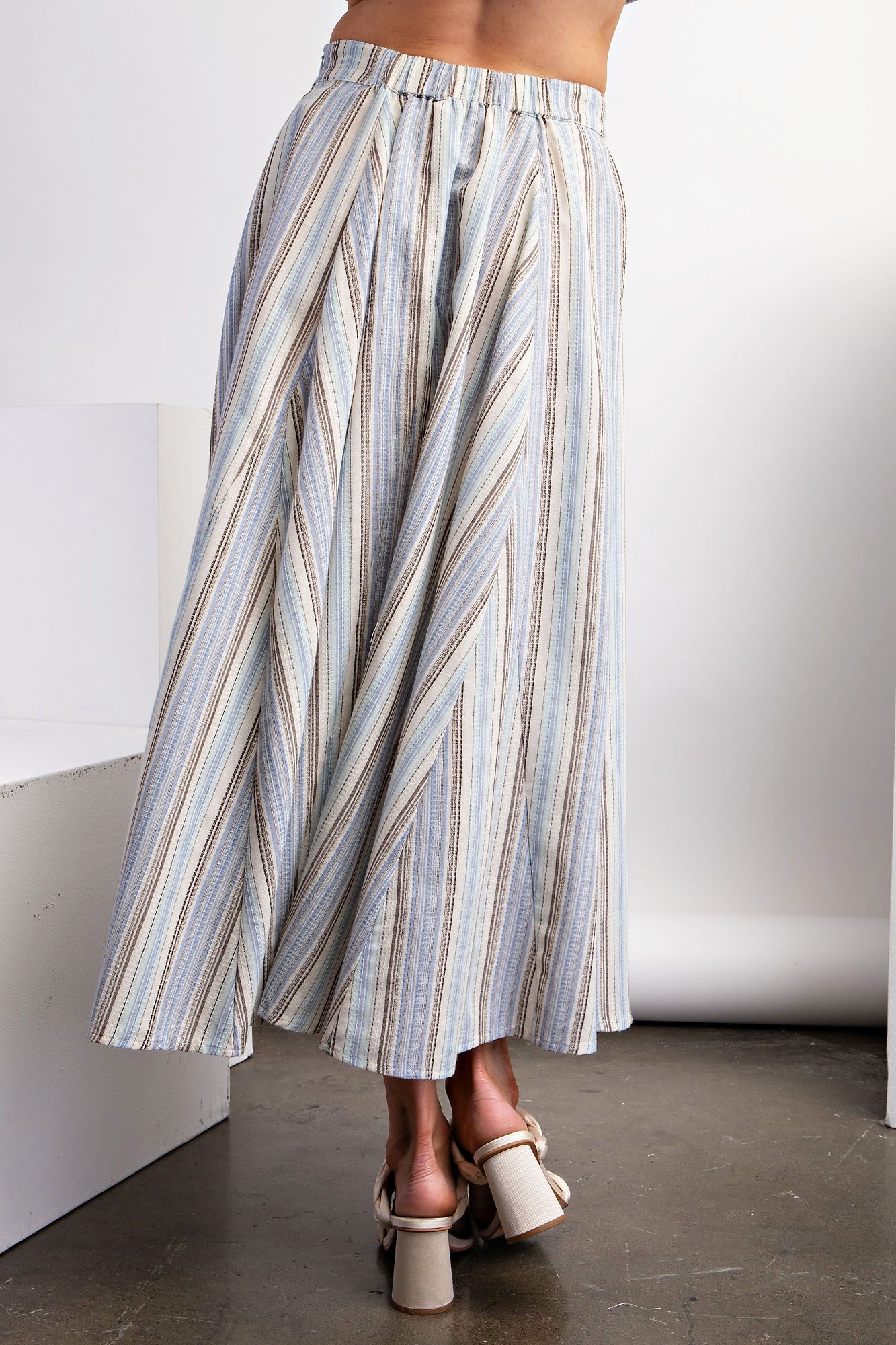Final Sale - Striped Poly Linen Maxi Skirt