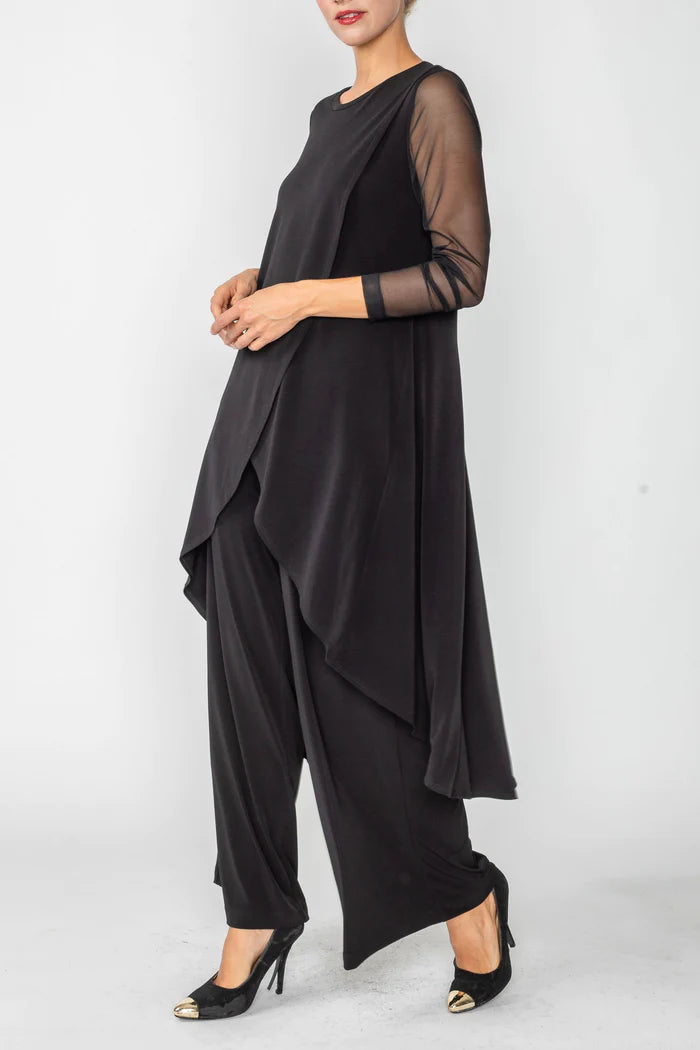 Final Sale - Front overlap see through sleeve top