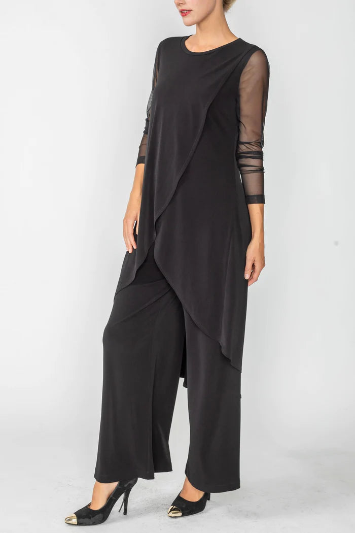 Final Sale - Front overlap see through sleeve top